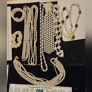 NINE Piece Bundle Pearl Jewelry Set